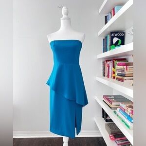 Jay Godfrey Teal Evening wear Strapless Dress size 6